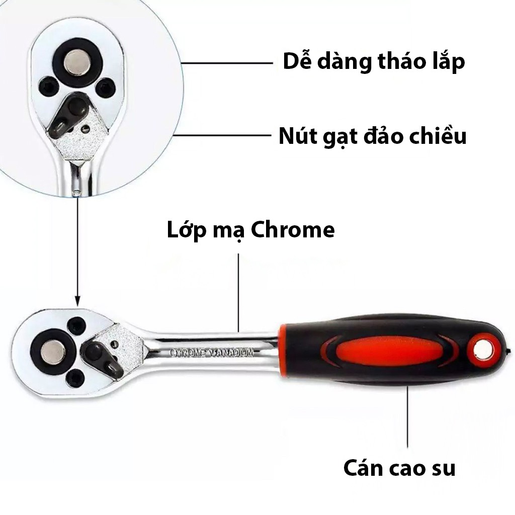 Bộ Dụng Cụ Mở Bu Lông Ốc Vít Sửa Chữa Ô Tô Xe Máy Đa Năng (46 chi tiết,, chuẩn 1.4 inch)