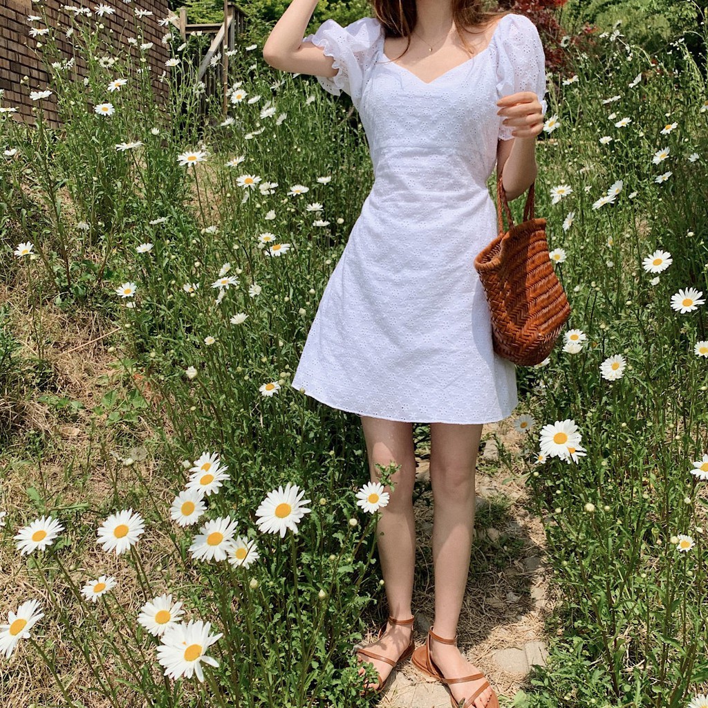 Đầm Peppermint 43794 tay ngắn họa tiết hoa phong cách Hàn Quốc thời trang xinh xắn cho nữ