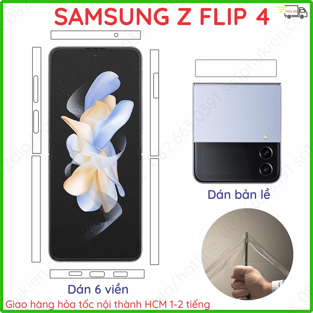Dán PPF bản lề (mặt gáy) và 6 viền Samsung Z Flip 4 (zflip 4) chống trầy, tự phục hồi vết thương