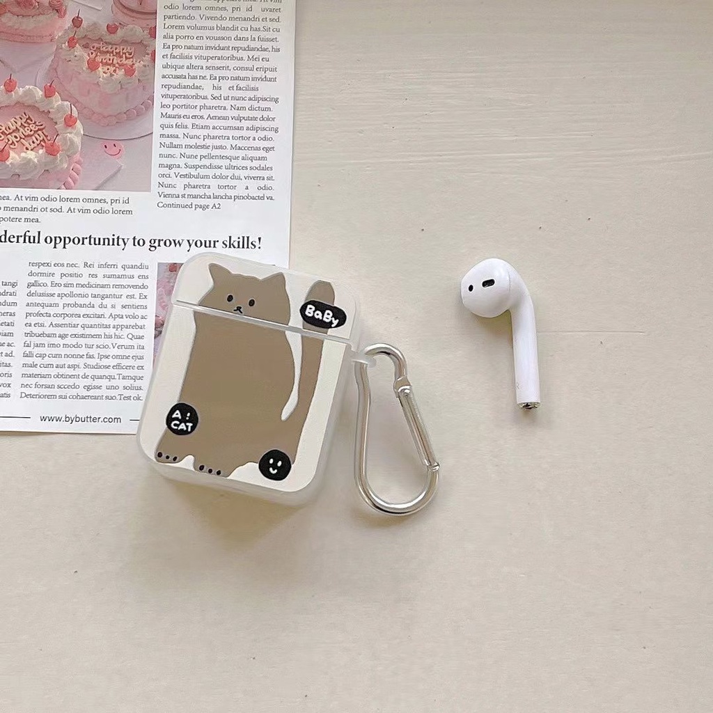 Vỏ Bảo Vệ Hộp Sạc Tai Nghe AirPods 1 2 3 Pro 3 Pro Bằng TPU Trong Suốt In Hình Mèo Dễ Thương