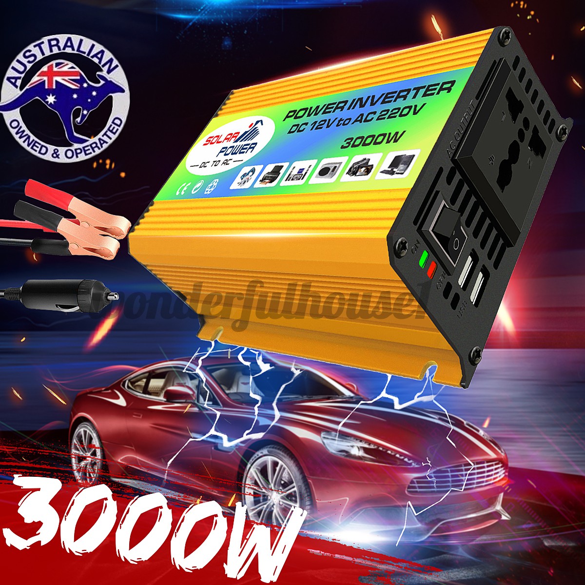 POWER ACTUAL PEAK Thiết Bị Chuyển Đổi Năng Lượng Mặt Trời 3000w 12v-220v 3000w Cho Xe Hơi