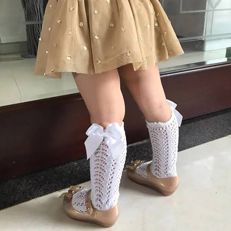 Đôi Tất Cotton Dài Đính Nơ Xinh Xắn Cho Bé Gái