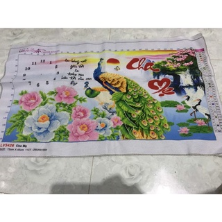 Tranh thêu chữ thập thành phẩm cha mẹ