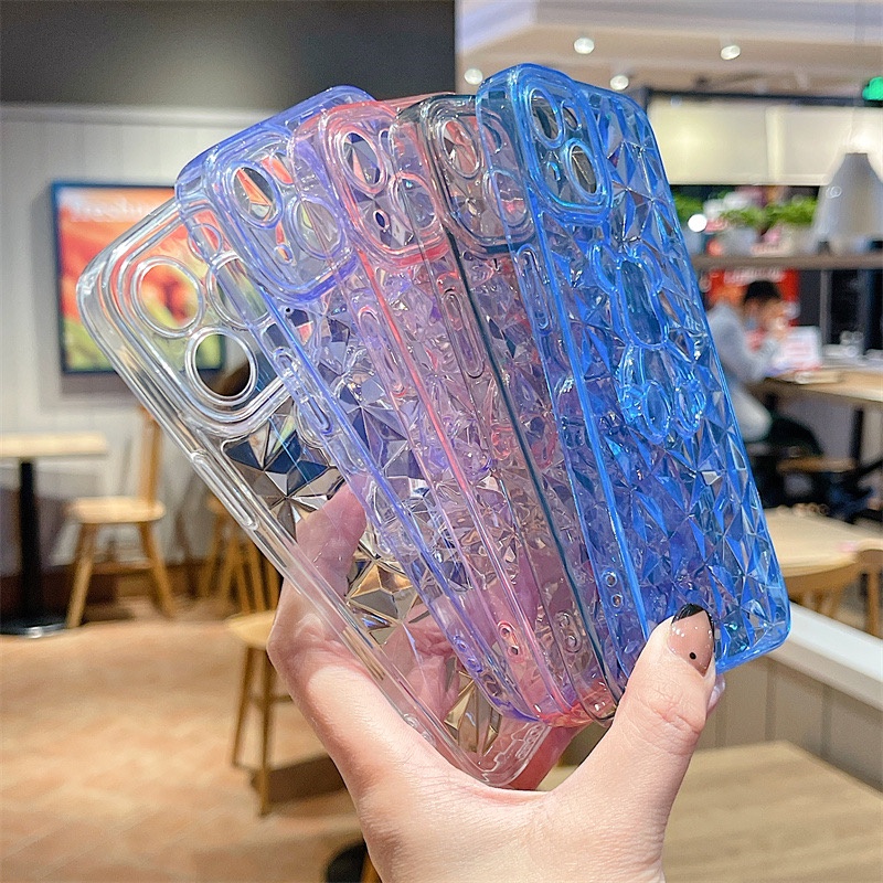 Suntaiho ốp lưng iphone Ốp điện thoại dẻo trong suốt vân kim cương 3D thích hợp cho IPHONE 7/ 8 11PROMAX 13 12 X XR XSMAX 12PRO 13PRO