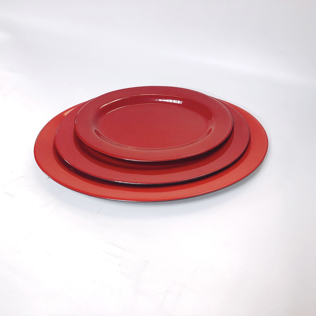 Đĩa Nhựa Phíp MELAMINE Cao Cấp Màu Đỏ Đen [AN TOÀN] [BỀN ĐẸP]