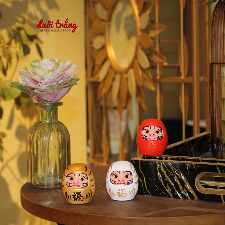 Daruma đất nung Lemiao 5cm - 3 màu