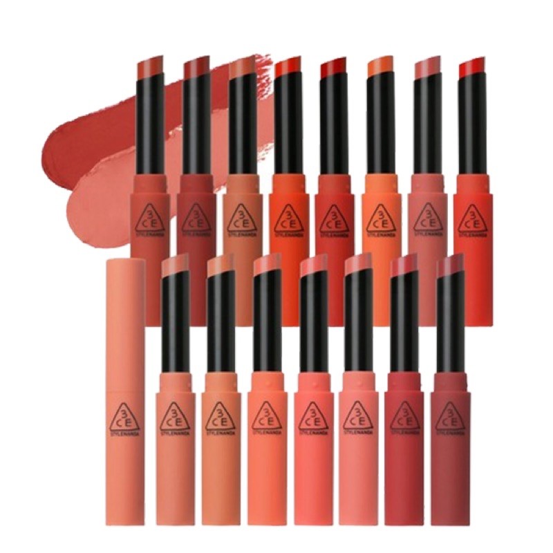 Son Thỏi Lì, Mịn Mượt Như Nhung 3CE Slim Velvet Lip Color 3.2g (Vỏ Màu, Vỏ Đen)