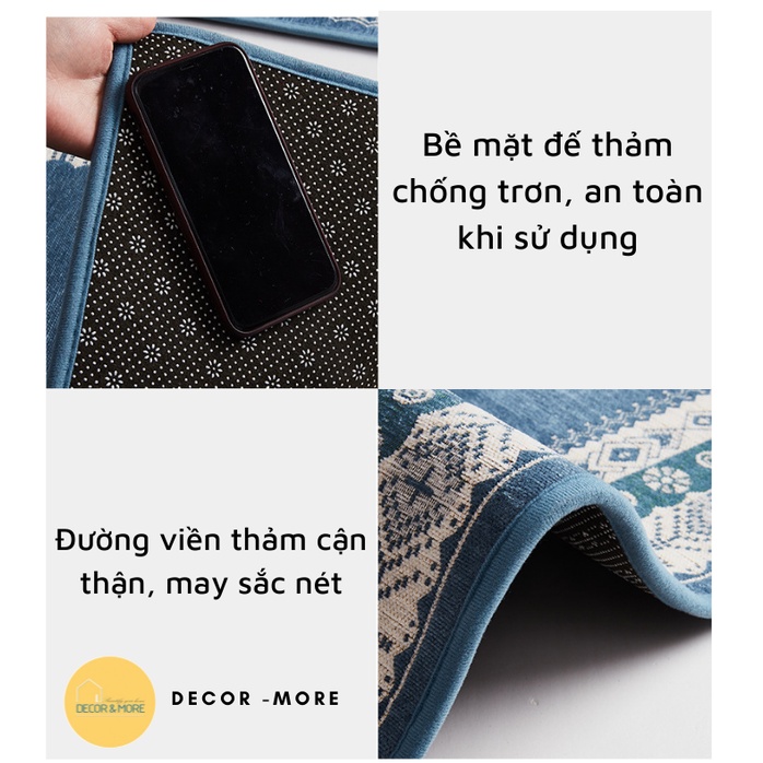 Bộ 2 Thảm bếp, Thảm trải sàn nhà bếp sợi dệt, Size 50*80+50*180cm, 50*80+50*150cm,thấm hút cực tốt, đế chống trơn trượt