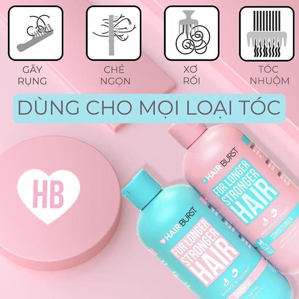 Gội xả Hairburst giảm rụng tóc, kích thích tóc mọc dài và dày, sản xuất tại Anh Quốc - september249.vn