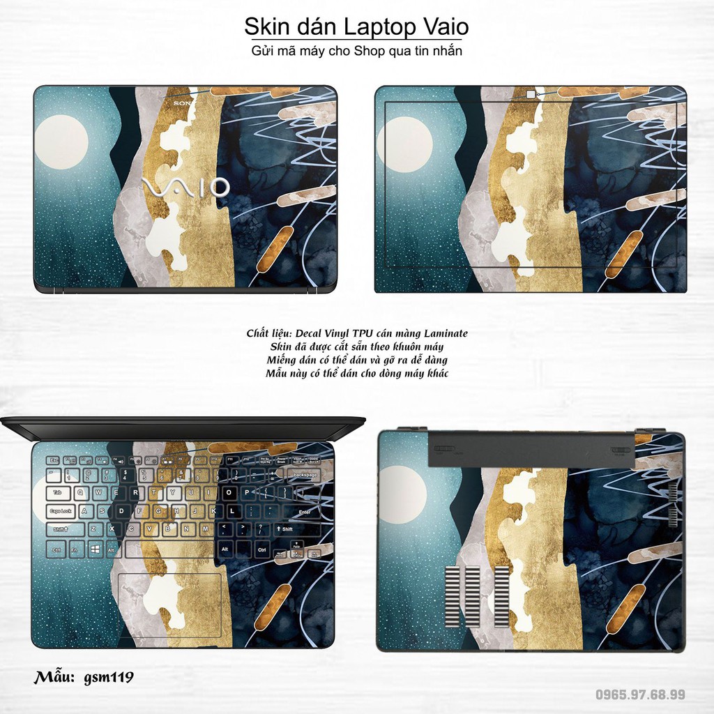 Skin dán Laptop Sony Vaio in hình sơn mài (inbox mã máy cho Shop)