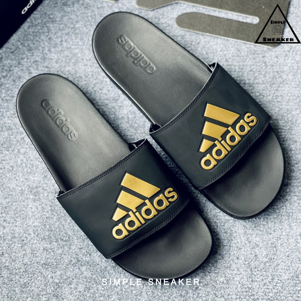 Dép Adidas Auth 💙FREESHIP💙Adidas Adilette Comfort Slides Black Gold - Dép Nam Quai Ngang Chính Hãng - Simple Sneaker