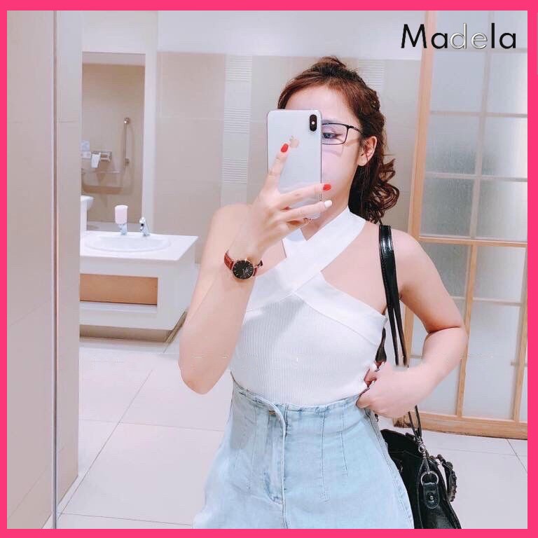 Áo croptop kiểu dáng ôm hai dây đan chéo nữ , Croptop nữ kiểu ôm body chất bozip
