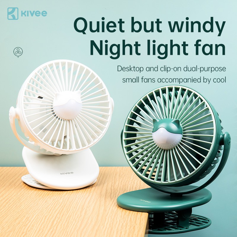 Quạt để bàn Kivee FA09 luồng gió mạnh độ ồn thấp tích hợp đèn LED có thể xoay 360 độ
