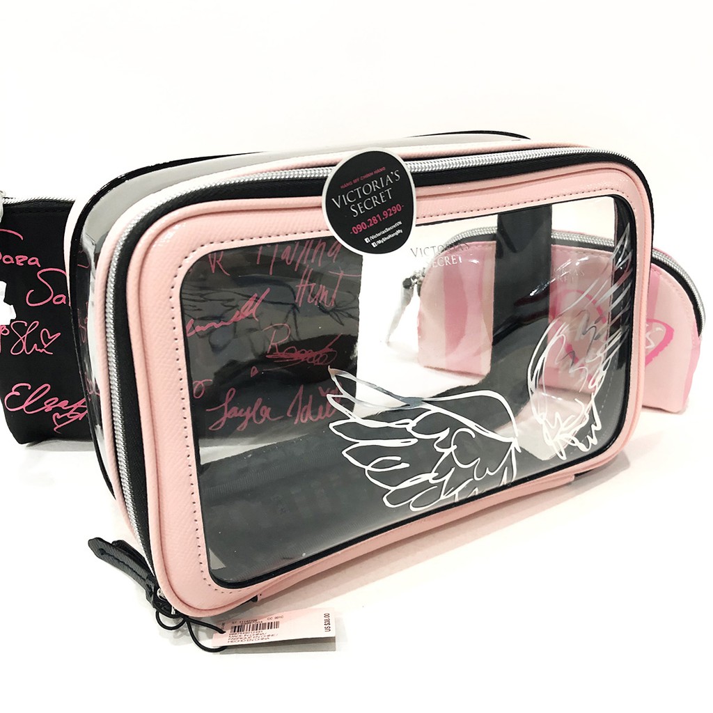 Bộ 3 túi mỹ phẩm cánh hồng cực xinh (151) - Hàng nhập Pink, Victoria's Secret USA