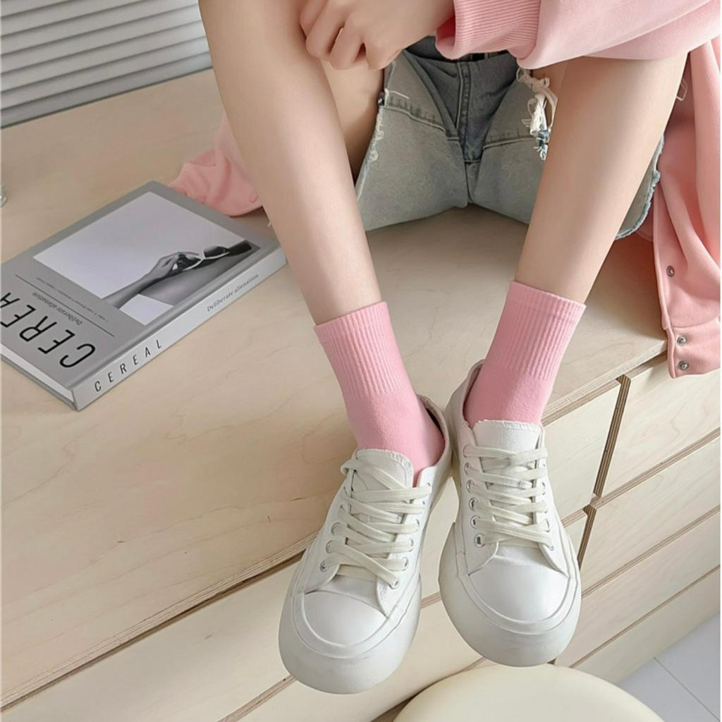 Vớ cổ cao nam nữ tất trơn lửng pastel vintage cotton thời trang đẹp kháng khuẩn khử mùi thấm hút mồ hôi tốt MONEY VC202