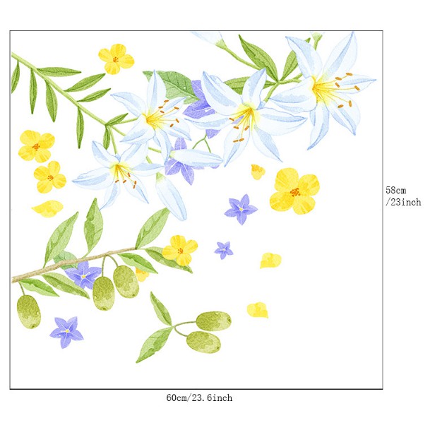 Decal Dán Kính Cao Cấp -Hoa Bụp Vàng ( 60x58cm )