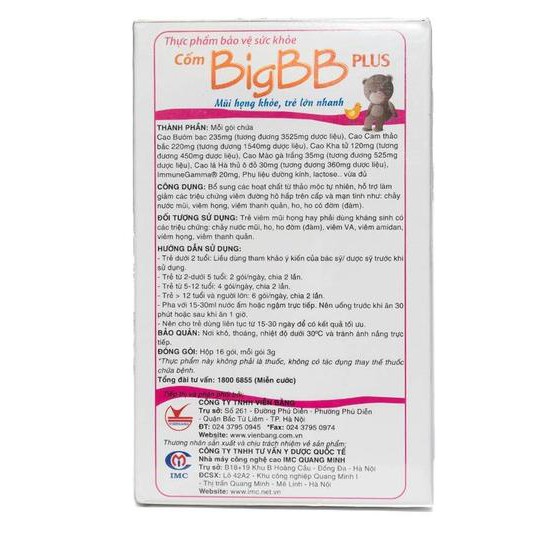 Cốm BigBB Plus_ mũi họng khỏe, trẻ lớn nhanh