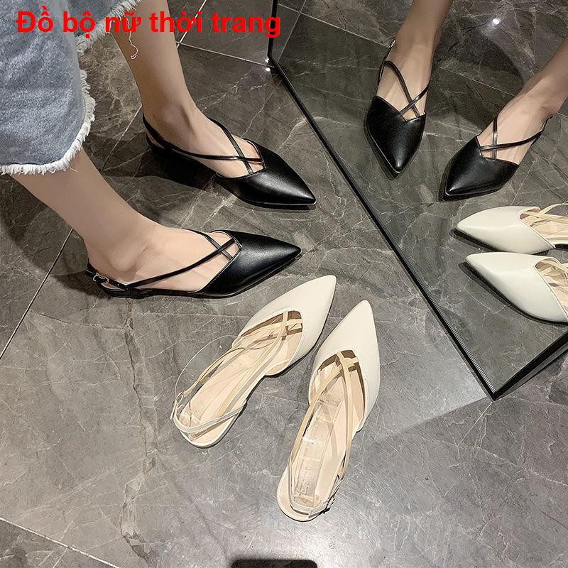 giày gótSandals nữ Fairy Style Summer 2021 Mang ngoài mới Phiên bản Hàn Quốc Wild Net Red Student Ladies Flat Roman1