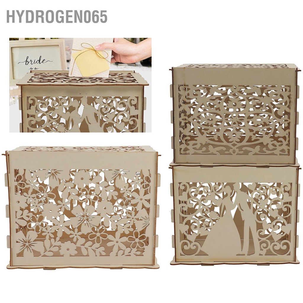 Hydrogen065 Tự làm Hộp gỗ rỗng Thẻ quà tặng đựng tiền trang trí tiệc cưới Dễ dàng lắp ráp