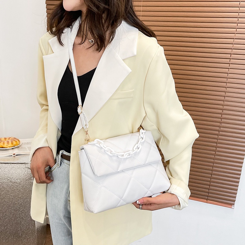 Túi đeo chéo IELGY dáng vuông nhỏ trơn mịn có khóa kéo cho nữ