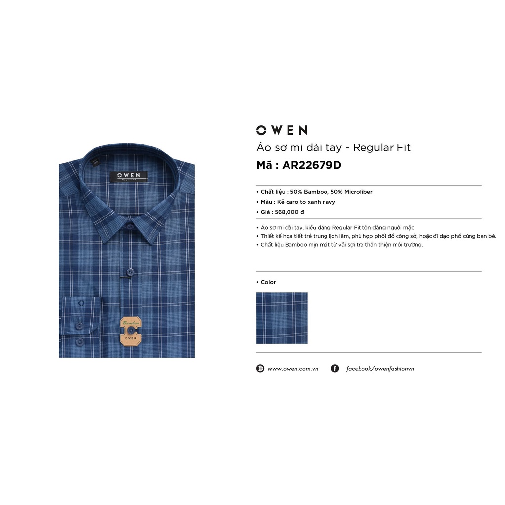 Áo sơ mi owen dài tay kẻ ô - 22679