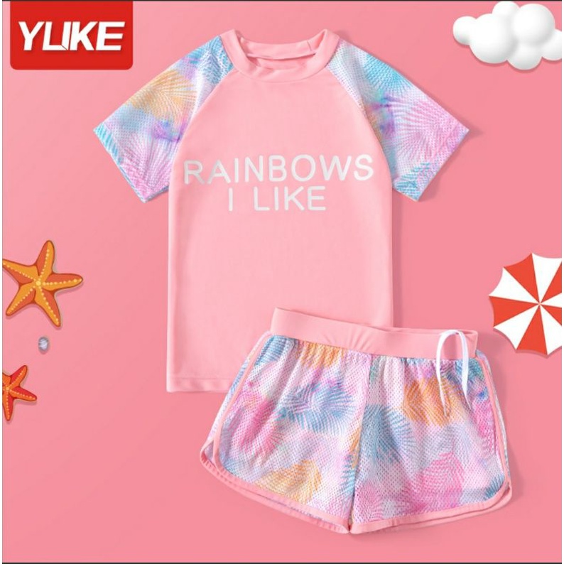 Sét đồ bơi quần rời áo rời bé gái YY5545 mẫu Rainbows I Like