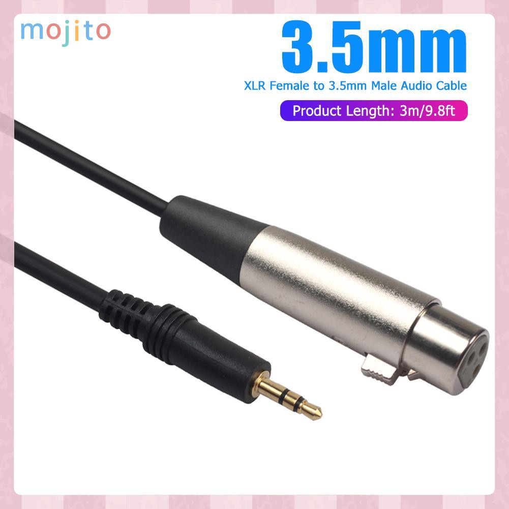 MOJITO 3 Pin XLR Female to 3.5mm 1/8 inch TRS Stereo Jack Male Mic Audio Cable