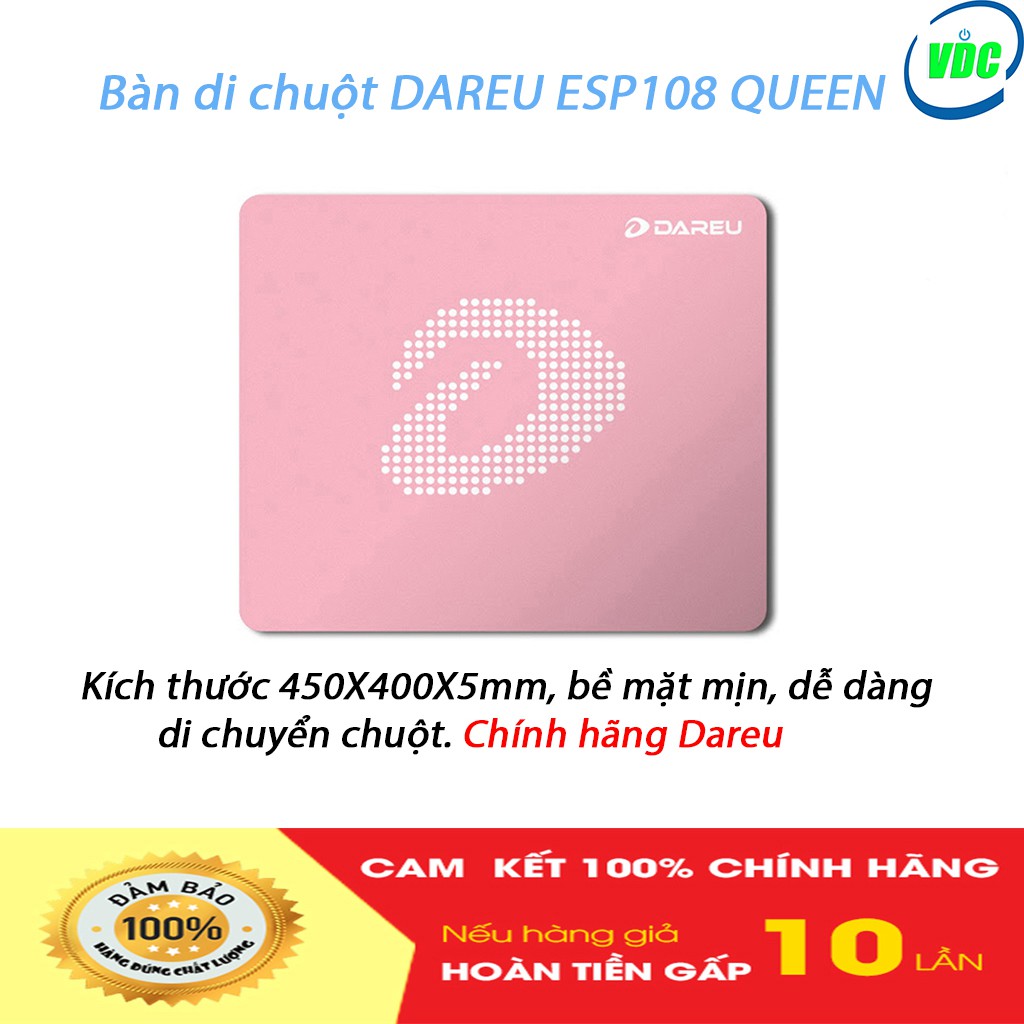 Bàn di chuột - Lót chuột DAREU ESP108 QUEEN - 450 x 400 x 5mm- CHÍNH HÃNG MAI HOÀNG PHÂN PHỐI