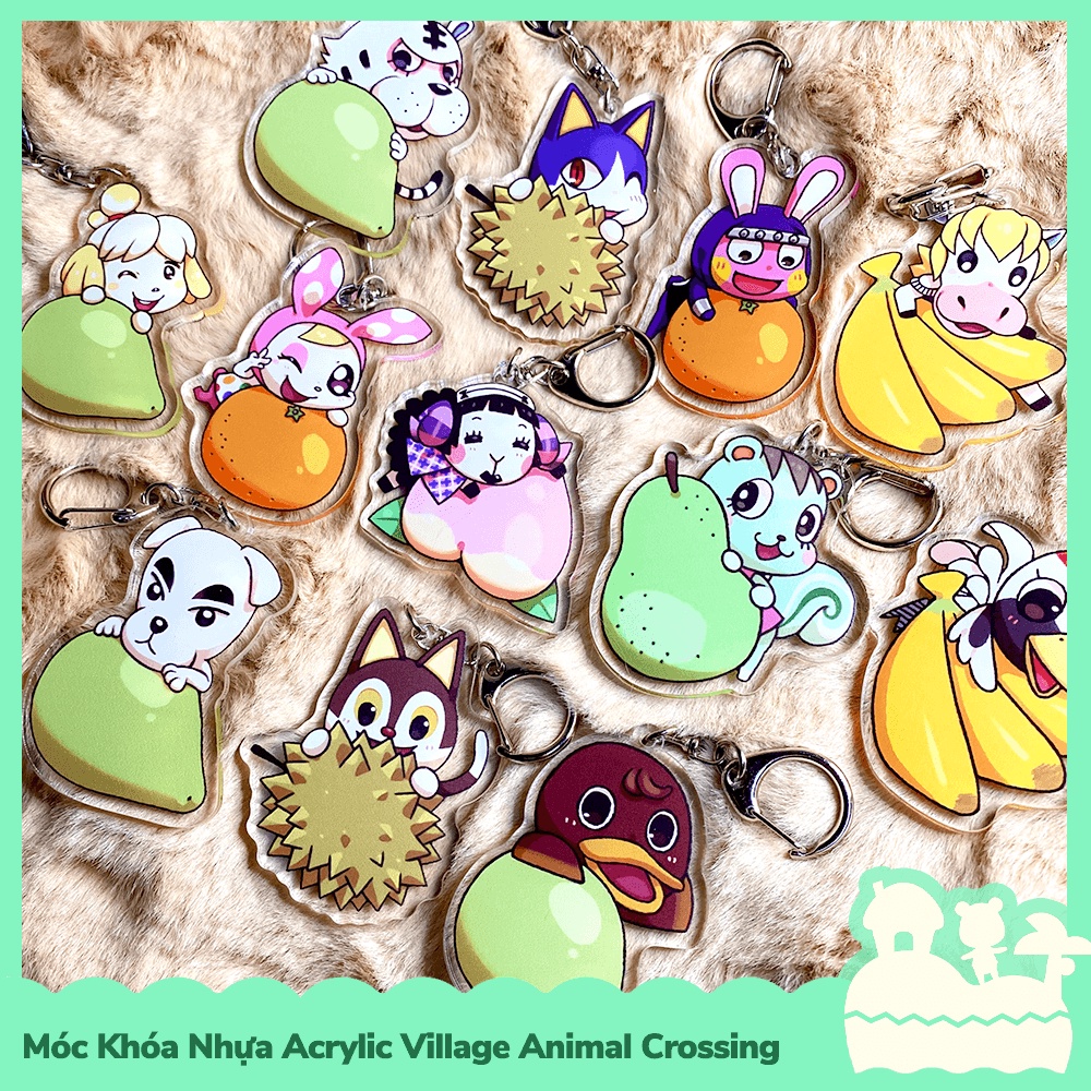 [Sẵn VN - NowShip] Móc Khóa Keychain Acrylic Nhựa Trong Nhân Vật Game Animal Crossing Horizons Nintendo Fruit Trái Cây