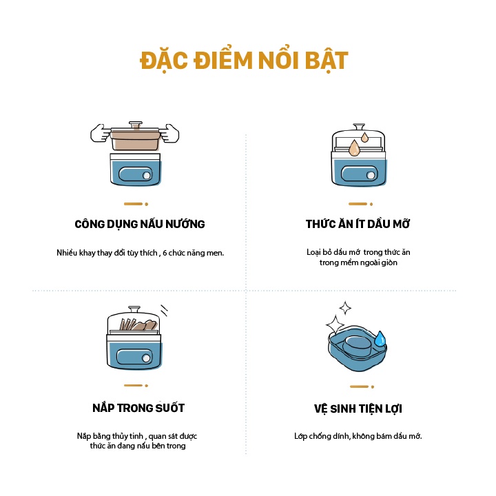 Nồi chiên không dầu đa năng Donlim DL7711, Dung tích 2.5 Lít, công suất 1000W, Bảo Hành 12 Tháng