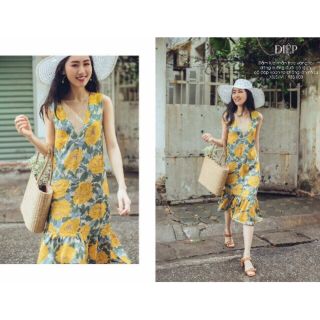 🌻🌹🌻🌹 váy hoa đuôi cá cổ tim voan siêu hot 🌻🌹🌻🌹