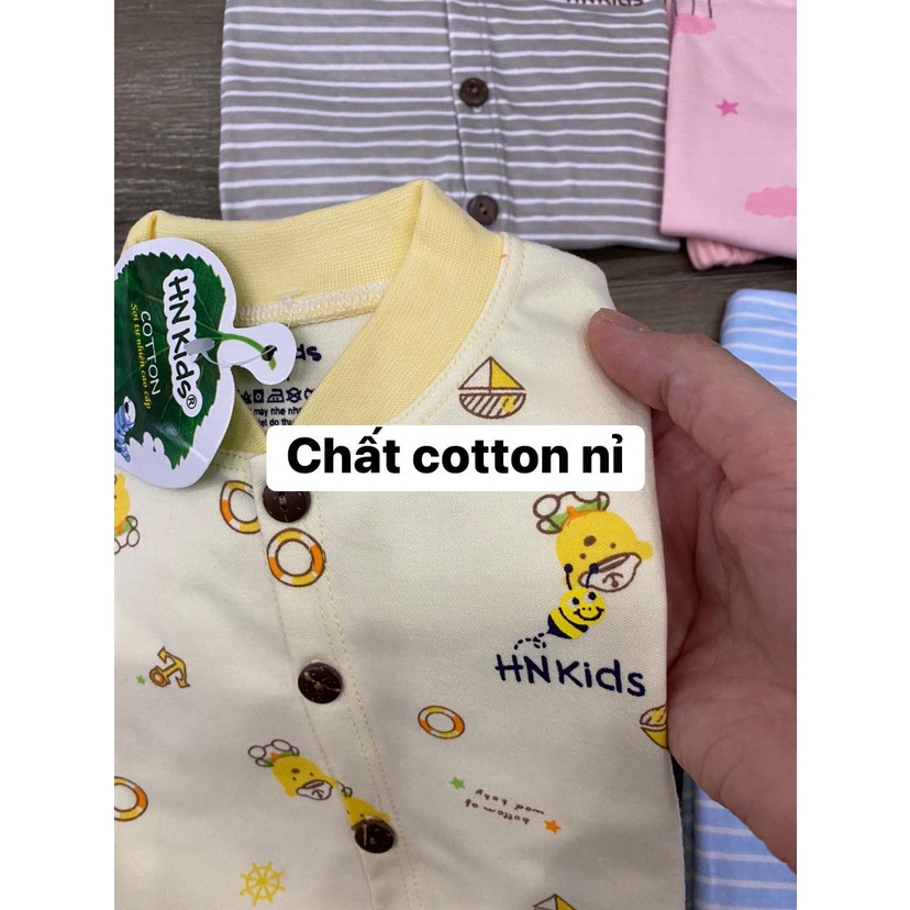 Bộ dài hnkids cúc giữa cotton nỉ, bộ dài tay cho bé trai bé gái