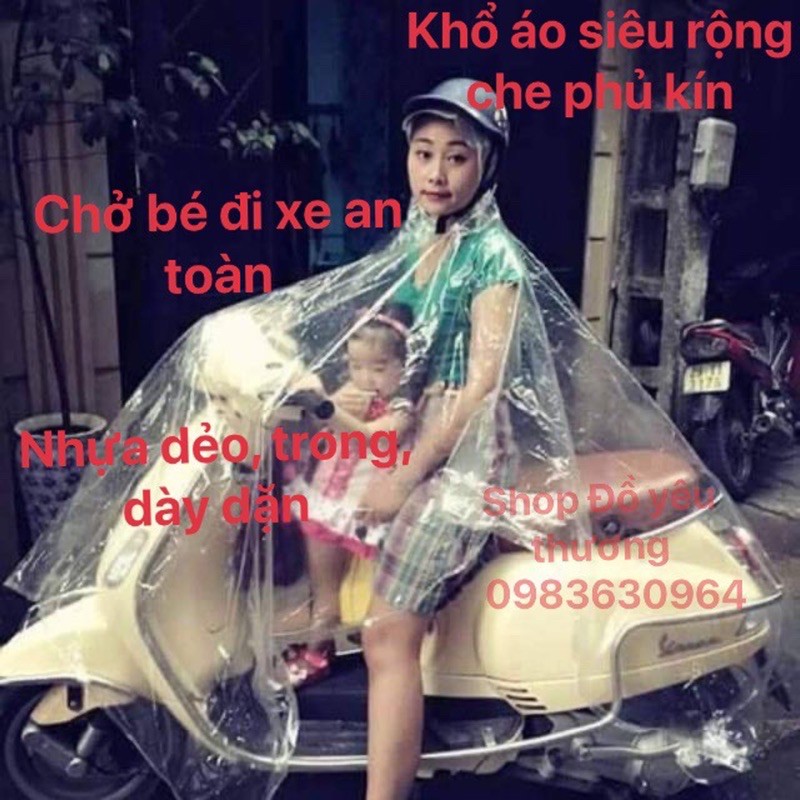 Áo mưa trong suốt khổ rộng nhất - Hàng loại 1 - Nhựa siêu dẻo, trong suốt