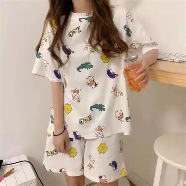 [Mã WAMT1005 giảm 10k đơn 0k] Bộ ngủ hoạt hình siêu Cute 💖 Set đồ ngủ thun cotton form rộng loại đẹp  ྇