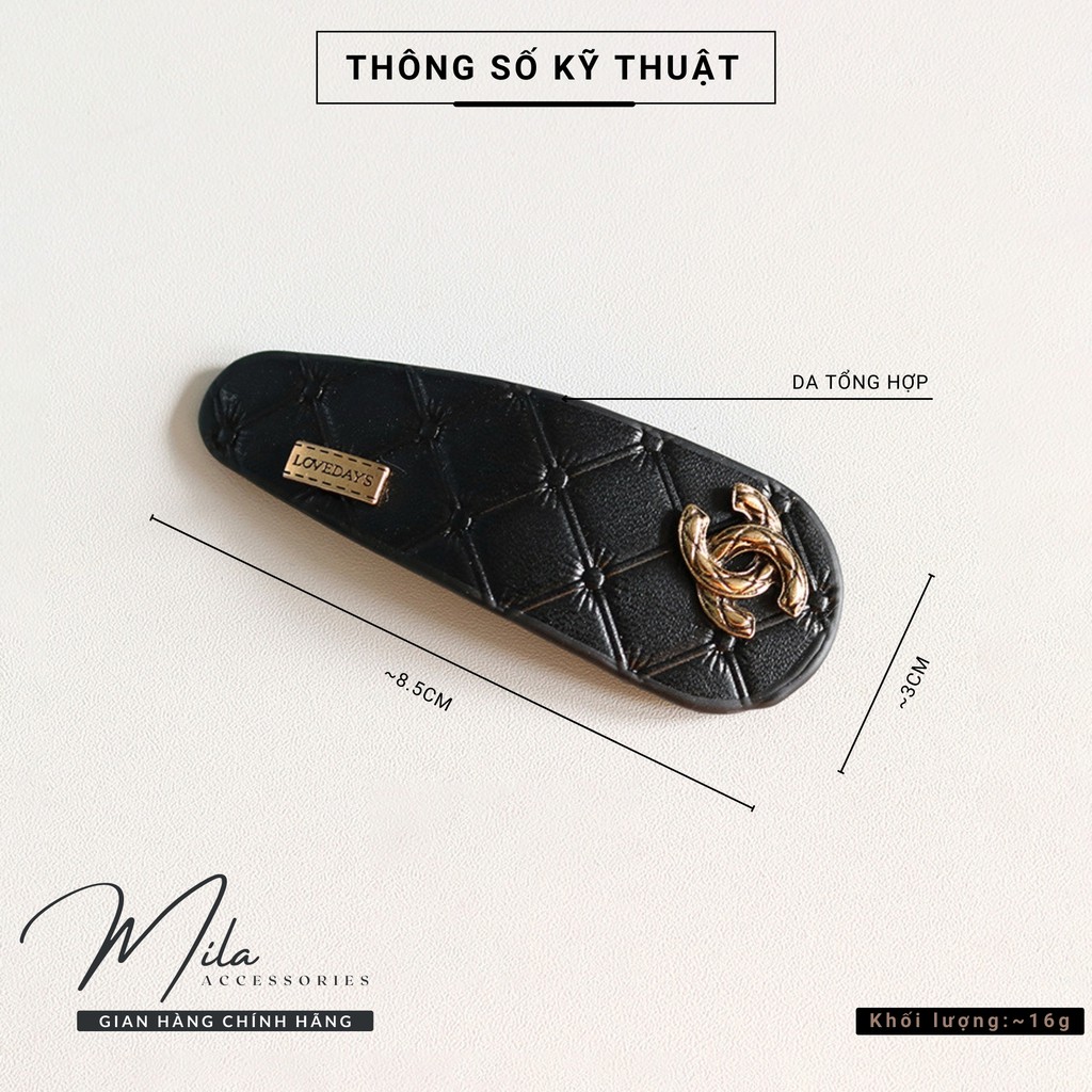 Kẹp tóc mái  nữ Hàn Quốc đẹp MILA KT108 ❤️SIÊU DỄ THƯƠNG❤️ bọc da cao cấp 3 mẫu lựa chọn Mila Accessories