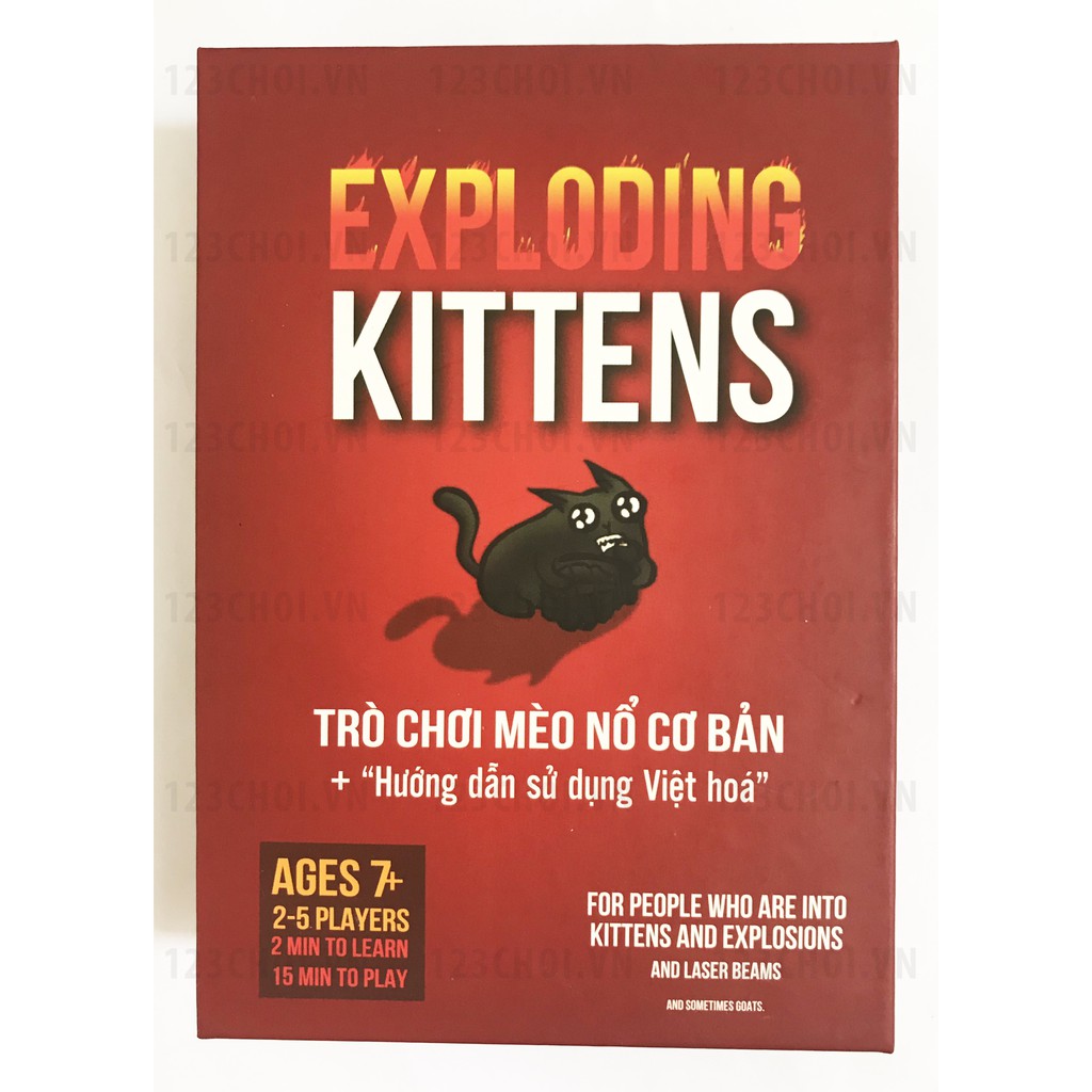 Bộ đồ chơi Mèo Nổ Exploding Kittens cơ bản màu đỏ, 56 lá - Trò chơi thẻ bài hấp dẫn, dễ chơi cho nhóm 2-5 người