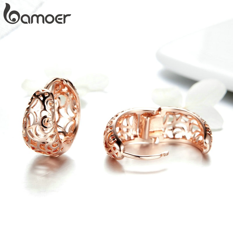 Đôi bông tai BAMOER hình hoa rỗng thời trang dành cho nữ