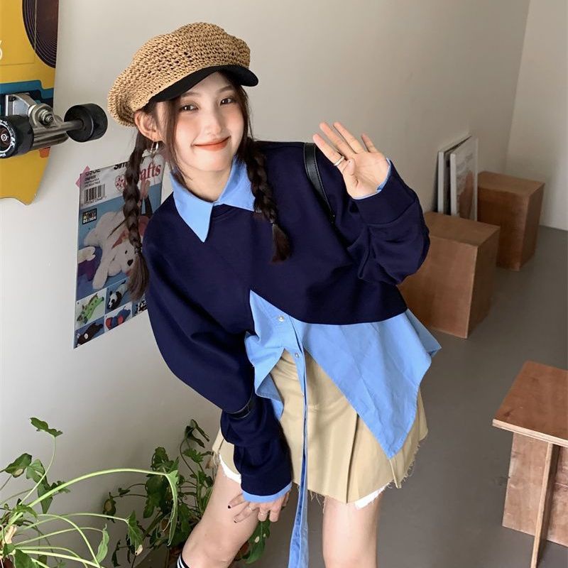 IMAODOUÁo Sweater Tay Dài Vạt Chéo + Áo Sơ Mi Tay Dài Thời Trang Mùa Thu 2023 Cho Nữ 2023