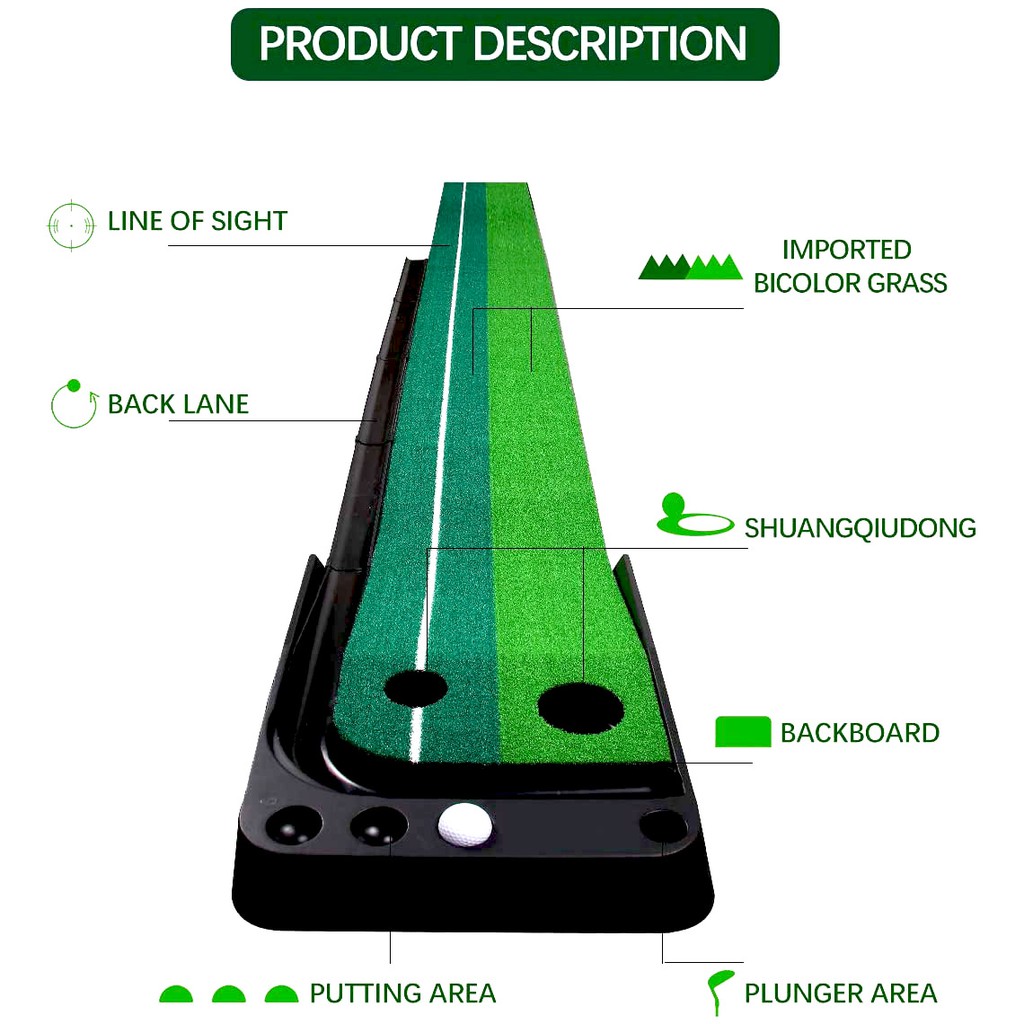 THẢM TẬP PUTTING GOLF - BLACK PP GOLF