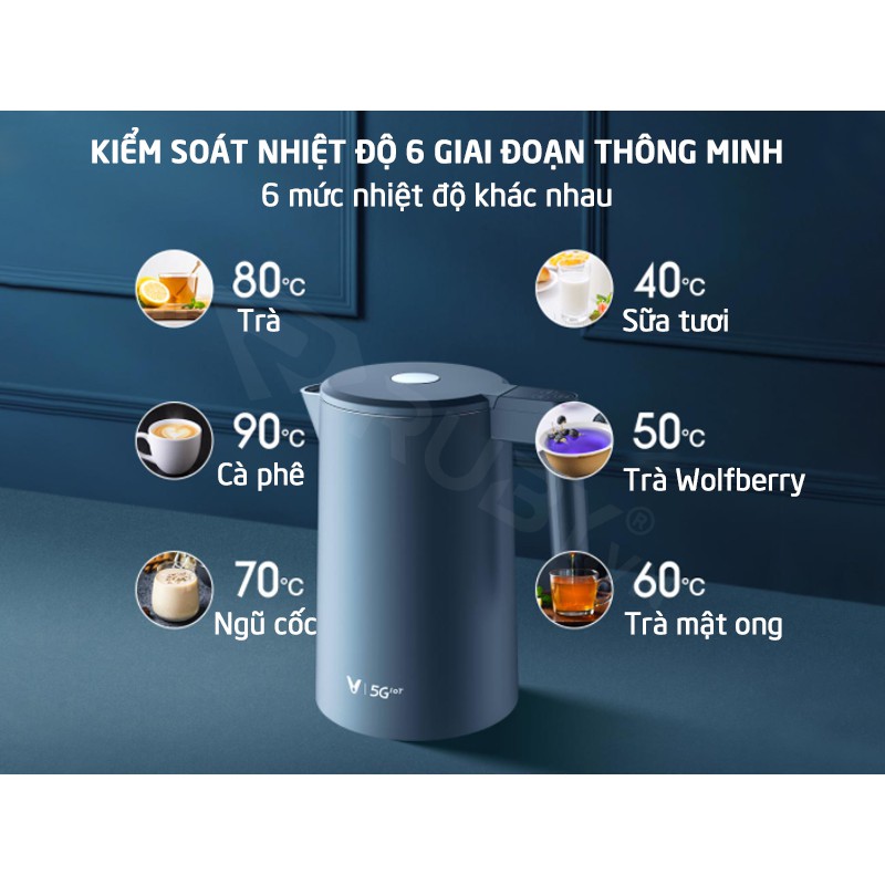 Ấm đun nước siêu tốc điều nhiệt Xiaomi Viomi FACE YM-K1706, gia dụng thông minh, tùy chỉnh nhiệt độ sôi