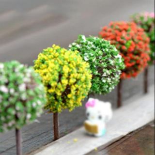 Mô hình cây xanh có hoa cao 4cm làm tiểu cảnh, terrarium