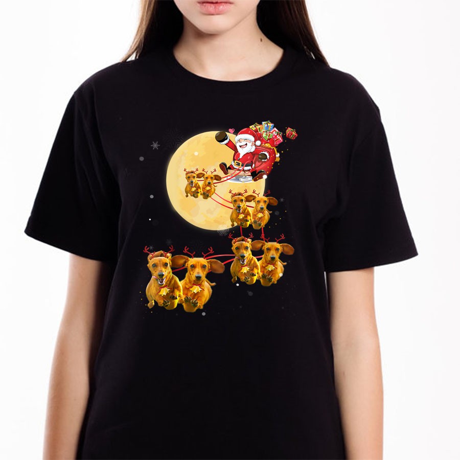 Áo phông unisex Dachshund - Áo thun in hình chó lạp xưởng Christmas