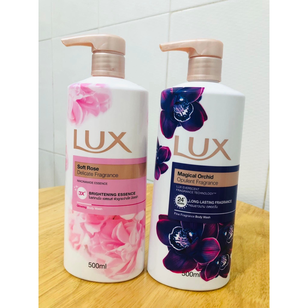 Combo 2 chai Sữa tắm Lux màu hồng và tím 500ml