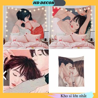 Tranh vải trang trí phòng ngủ ⚡𝐅𝐑𝐄𝐄𝐒𝐇𝐈𝐏⚡ Thảm trang trí treo tường hình cặp đôi, decor phòng