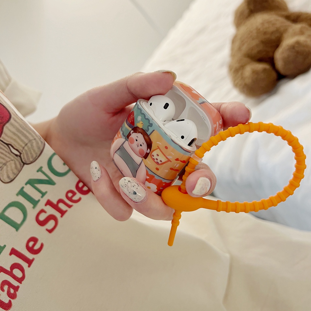 Vỏ Bảo Vệ Hộp Sạc Tai Nghe Airpods 1 2 3 Pro Chống Sốc Hình Cô Gái Mũm Mĩm Dễ Thương