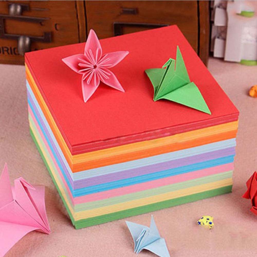 Set 100 Giấy Vuông Xếp Hình Origami 10 Màu Cho Bé