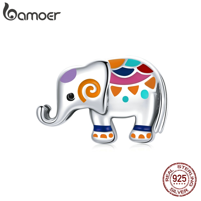 Phụ Kiện Charm Bamoer SCC1790 Bạc 925 Hình Chú Voi Làm Trang Sức Thủ Công