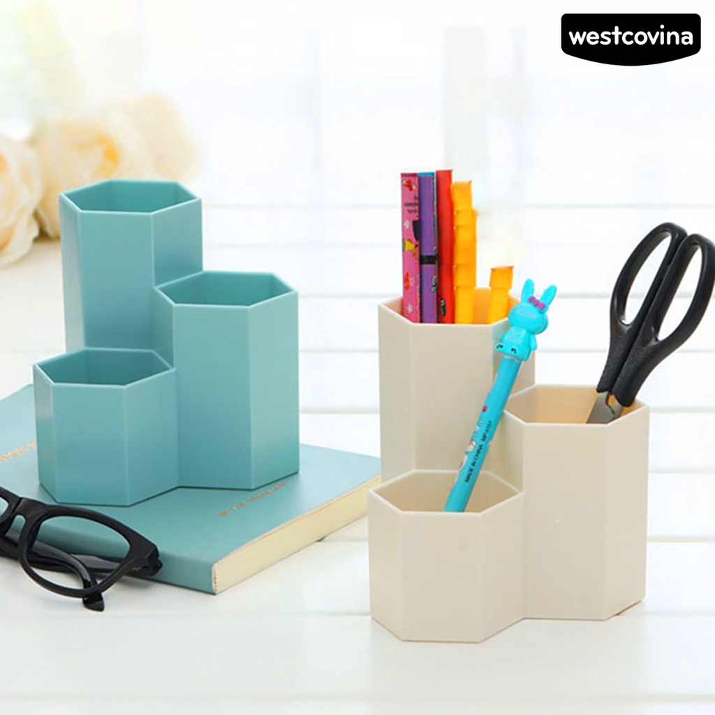 [Hot]✍Giá Đỡ Bút 3 Ngăn Hình Lục Giác Tiết Kiệm Không Gian Tiện Dụng