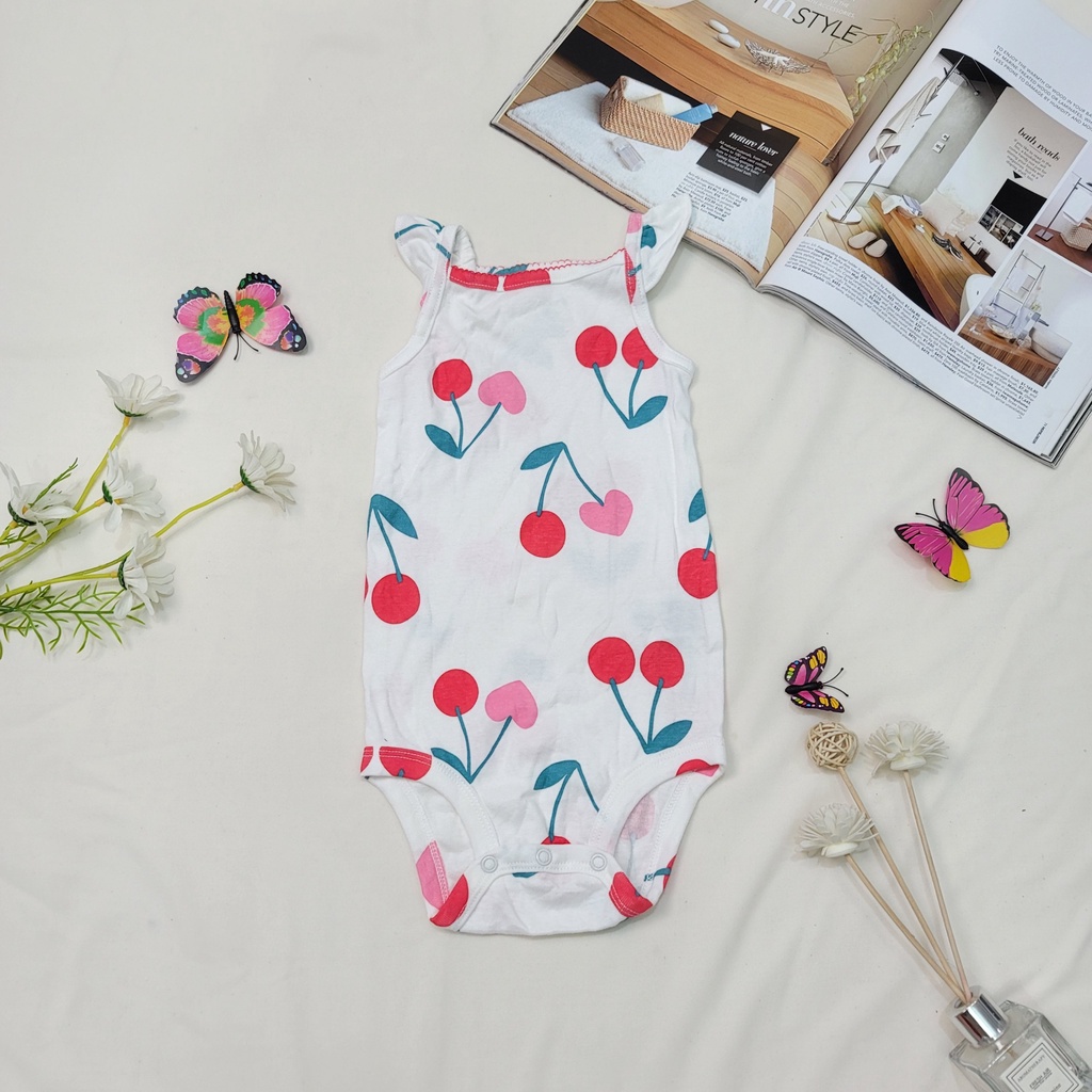 (Chọn màu-sz 9-12M) Body chíp 2 DÂY xuất dư cho bé gái- Bodysuit, bộ đồ liền thân, áo liền quần Chất cotton mát