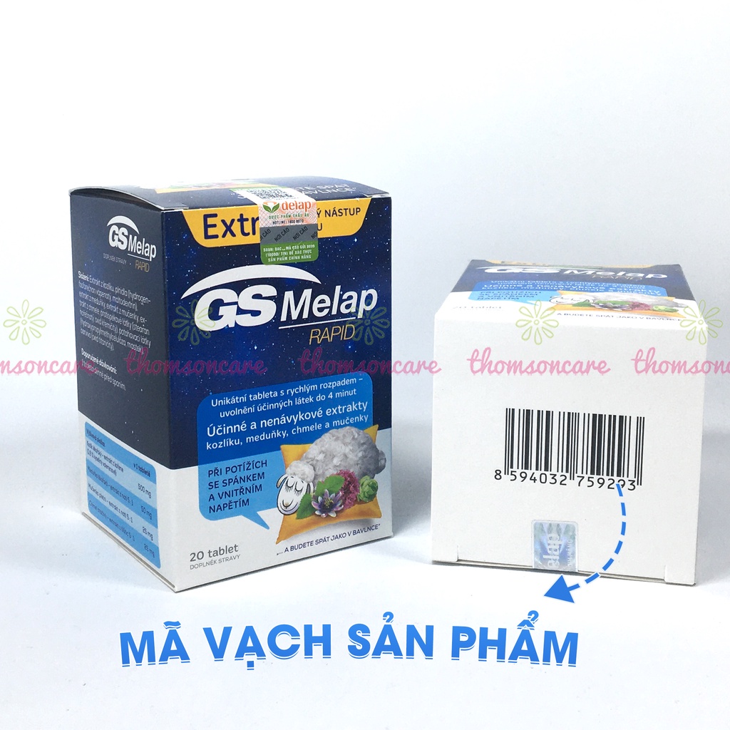 Giảm mất ngủ GS Melap an thần từ thảo dược Lọ 20 viên giảm căng thẳng, lo âu, giúp ngủ sâu giấc